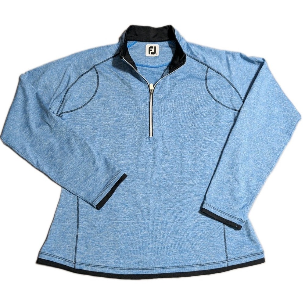 FootJoy Golf Pullover Womens L Blue Heather Quarter Zip Stretch Performance FJ